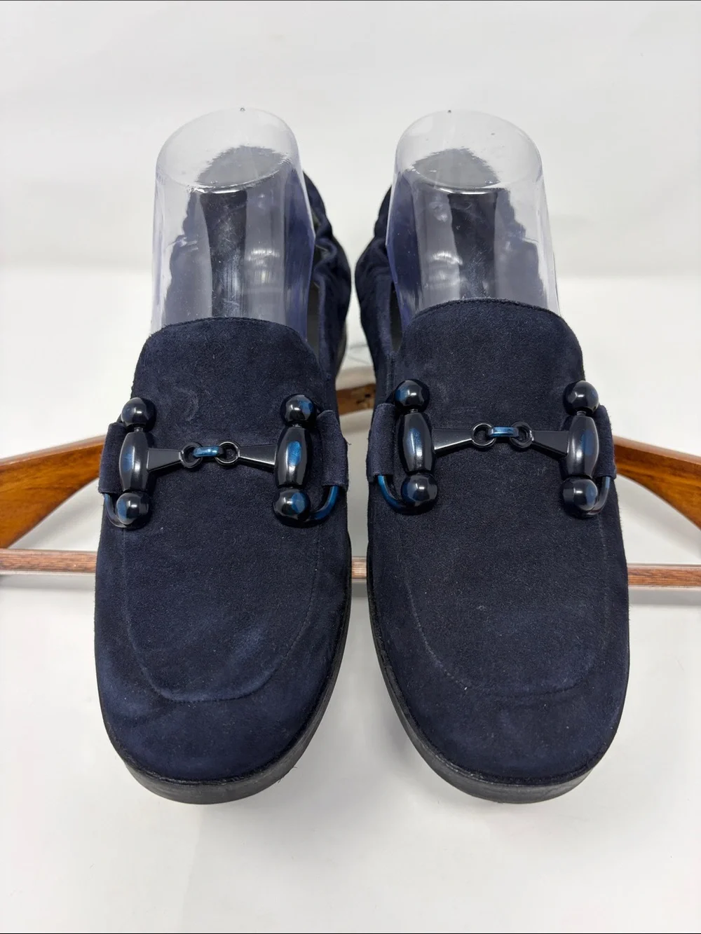 Softwaves Navy Suede Horsebit Loafers Size 8.5 Excellent Condition